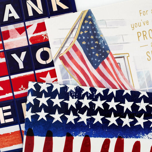 Pack 3 Hallmark of Military Thank You Cards, Veterans Day Cards (Protect and Serve)