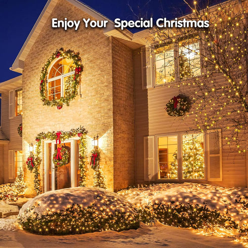 200 8.4ft 5.2ft 8 BlcTec Christmas Net Lights, LED x Outdoor Christmas Lights with Modes, Timer, Connectable