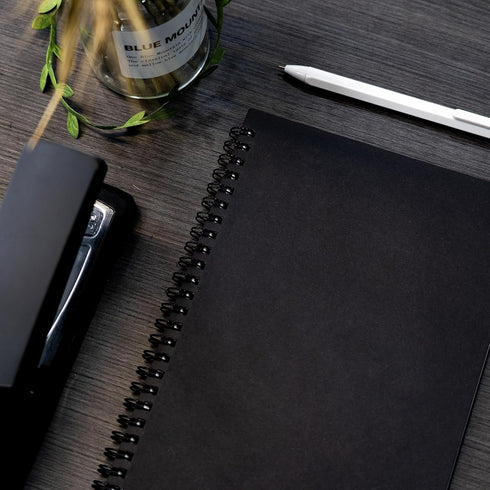 DSTELIN Blank Spiral Notebook: 10 inch x 7.5 inch, 2-Pack, 120 Pages, Soft Cover, 100GSM (Black)