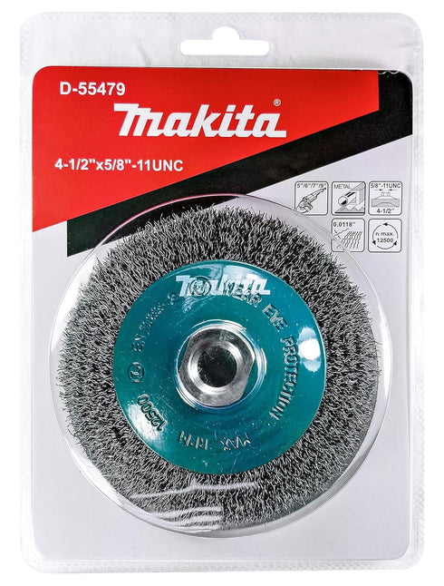 Makita 1 Piece 4.5" Crimped Wire Wheel Brush, Light-Duty Conditioning for Metal, 4-1/2" x 5/8-Inch