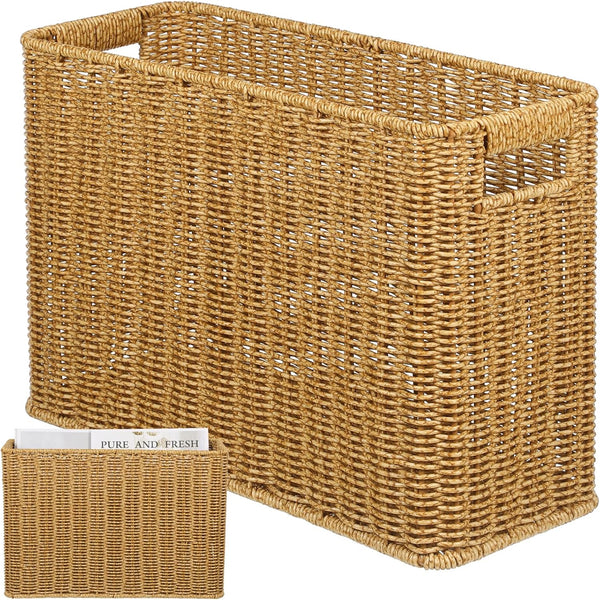 Decorative Magazine Storage Basket Bin, Plastic Holder for Bathroom, Office