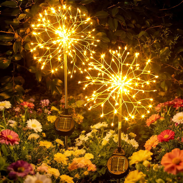 Solar Garden Lights Outdoor Yard Decorations, 2 Pack 150Leds Pathway Lights Stake,