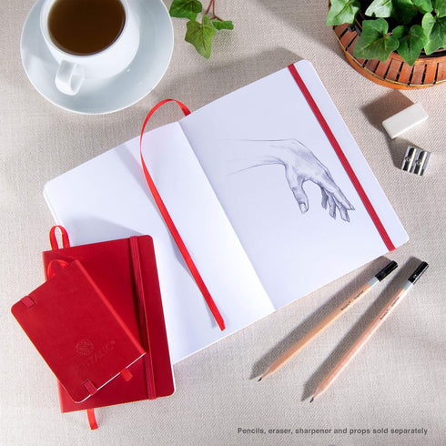 Pentalic Pocket Sketchbook Traveler Journal, 4" x 6", Red, 160 Pages