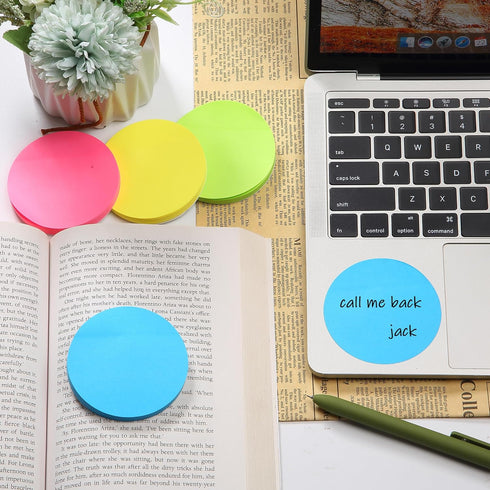 Mr. Pen Round Sticky Notes | 12 Pads | 720 Sheets | 2.8" x 2.8" | Colorful Bulk