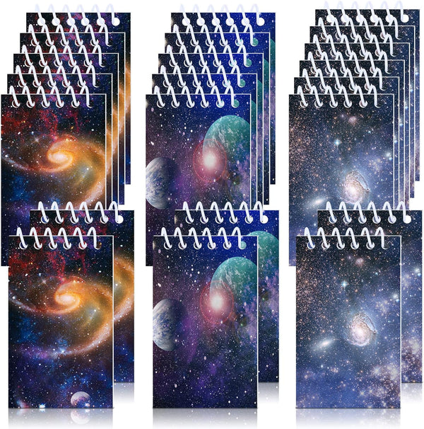 Tinlade 24 Pieces Outer Space Galaxy Mini Notepads, Small Spiral Notepads, Solar System Theme, Classroom Reward Supply
