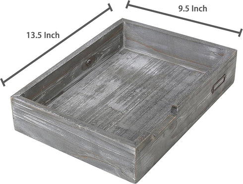 Set of 2 Ash Gray Wood Document Letter Paper Trays - Stackable Decorative Office Desktop File Organizer