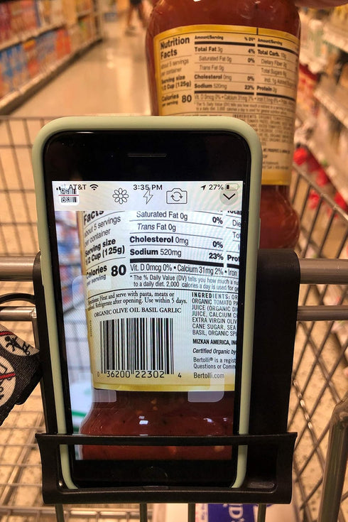 Smartphone Holder for Shopping Cart - Securely Holds Cell Phone While Shopping