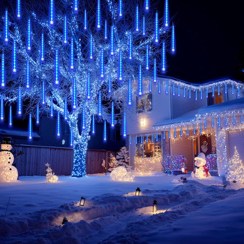 Outdoor,8 Blue,192 JOYIN Christmas Lights Tubes Meteor Shower Lights LEDs, Snowfall Icicle Cascading Rain Light