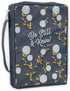 Christian Art Gifts Be Still & Know Psalm 46:10 Bible Cover, Navy Canvas, Medium for Men/Women