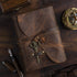 Vintage Leather Journal - Leather Bound Journal with Antique Handmade Deckle Edge Vintage Paper - Book of Shadows (Red