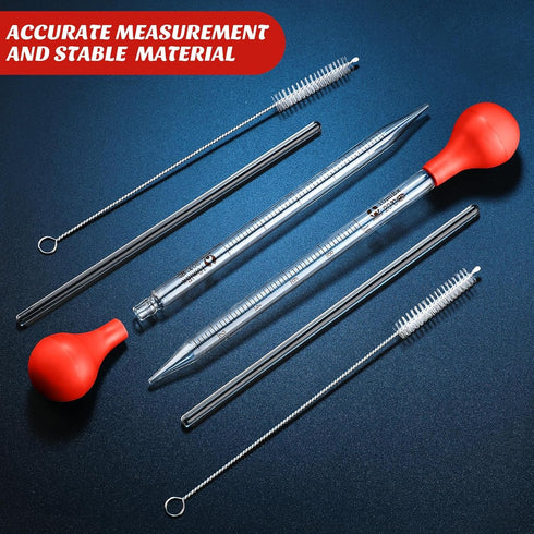Weewooday Glass Droppers Pipettes, Graduated Lab Dropper with Big Rubber Hats, 20 cm Glass Stir Rod Washing Brush