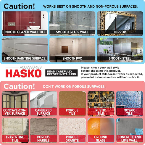 (2 Pack) HASKO accessories - Powerful Vacuum Suction Cup Hooks - Organizer for Towel, Bathrobe and Loofah - Strong