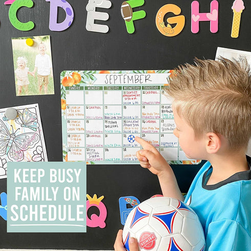 Magnetic Dry Erase Calendar for Fridge, Clementine Magnetic Calendar for Refrigerator, White Board