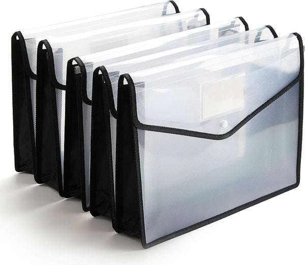 FANWU Plastic File Folder, Poly Envelope, Expanding Document Folder with Snap Button Closure, Legal Size
