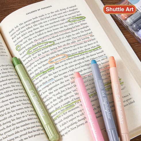 Shuttle Art 12 Mild Colors Bible Highlighters and Pens, No Bleed Gel Highlighters for Journaling Highlighting Studying