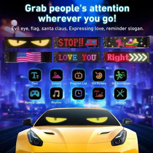 Qeeanmo Programmable 23"x5" Cars,5V Scrolling LED Sign for Advertising & DIY Use, Devil Eyes Light for LED Car Sign