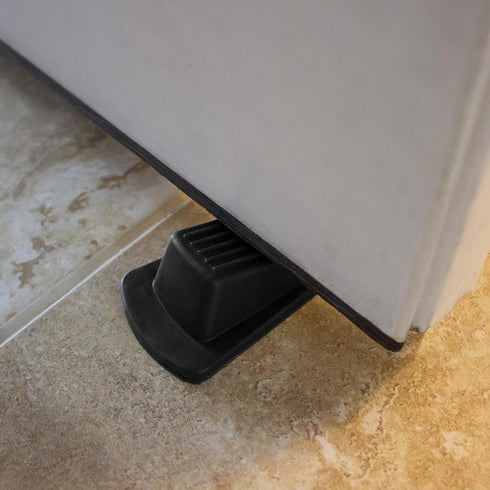 S&T INC. Heavy Duty Rubber Door Stopper - Black, 4.8 in. x 2.2 in. x 1.3 in, 4 Pack