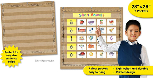 Teacher Created Resources Burlap 7 Pocket Chart (28" x 28") - 20837 by Teacher Created Resources