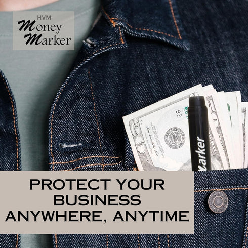 HVM Counterfeit (2 Counterfeit Pack Money Detector Pen Pens) - Money Marker Bill Detector Pen with Upgraded Chisel Tip
