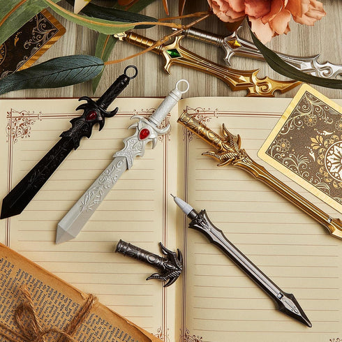 Yexiya 24 Pack Ancient Sword Pens Set, Gel Ink Novelty Fun Cool Sword Pens for Christmas Birthday Party Presents