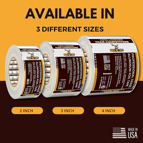 Buck Professional Grade Aluminum Foil Tape - 2 Inch x 216ft, Ideal for HVAC, Metal Repair & Insulation