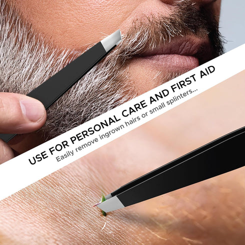 ECCO PURE Precision Slant Tip Tweezers Stainless Steel Forceps for Lab, Crafts, and Fine Handling