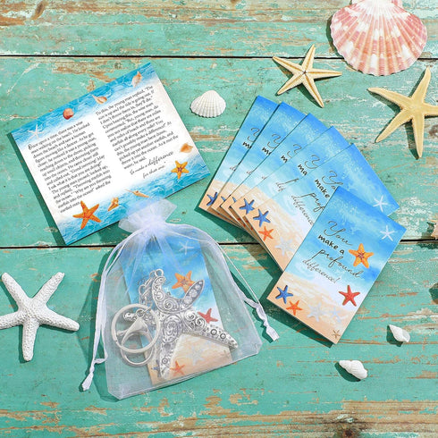 Eaasty 22 Pcs Employee Gifts, Starfish Story Gifts with 8 Small Starfish Story Cards, 6 Vintage Starfish Keychains, 8