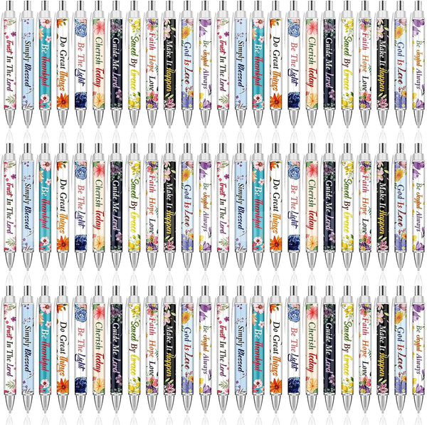 Jutom 72 Pcs Bible Verse Ballpoint Pens, Christian Flower Pens with Inspirational Quotes, Retractable Black Ink Pens