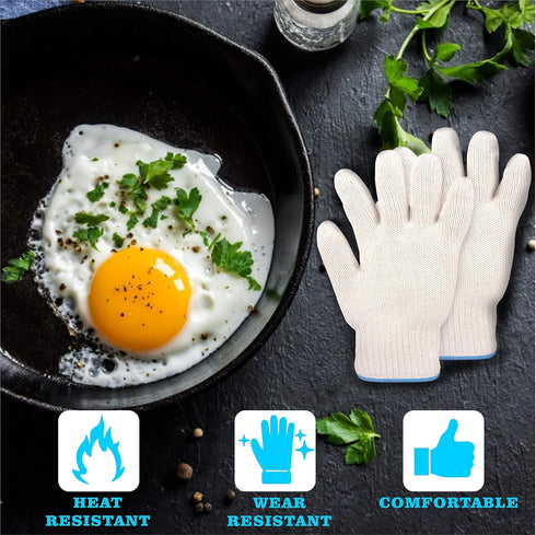 Heat Resistant Gloves, EN407 Certified, 932 F Oven Gloves, 1 Pair (2 Pieces Set), White