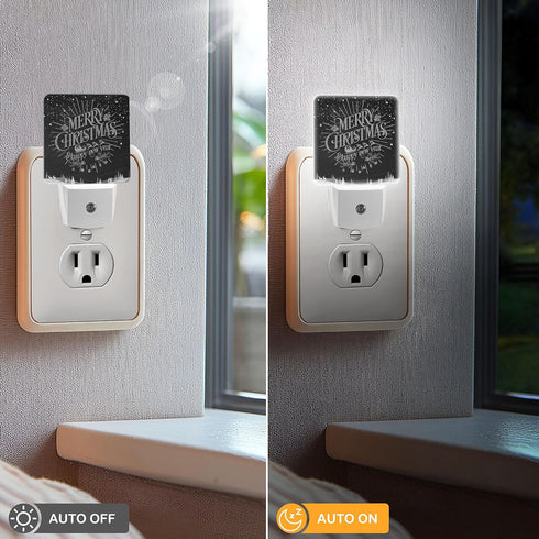 Jahiona White,0.5W LED Night Light Lamp with Smart Sensor Dusk to Dawn Sensor,Merry Christmas Happy Black White Night