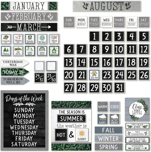 Hadley Designs Farmhouse Classroom Calendar Set - Bulletin Board Calendar for Classroom Decor, Teacher Supplies