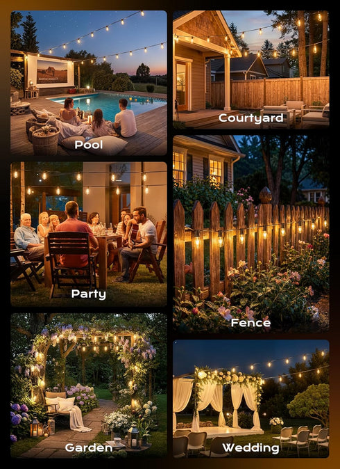 55FT 25+2 ST38 Bulbs, 3 Dimmable 2700K Minetom Outdoor String Lights with Remote, Shatterproof LED Waterproof Patio