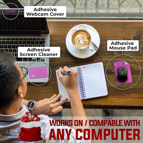 Gecko Travel Tech (2 Pack Mouse Pad Adhesive Bottom - Sticks to Any Surface - Portable - Webcam Covers and Screen