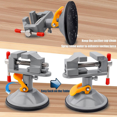 Yakamoz Mini Bench Vise, 360 Degree Suction Vise, Small Table Vice Clamp for Jewelry Making DIY Wood Craft