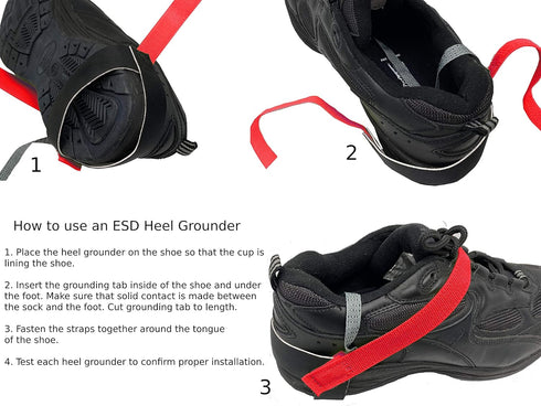 ESD Adjustable Anti Static Heel Grounder Straps, Single Piece for Electronics Protection (Red)