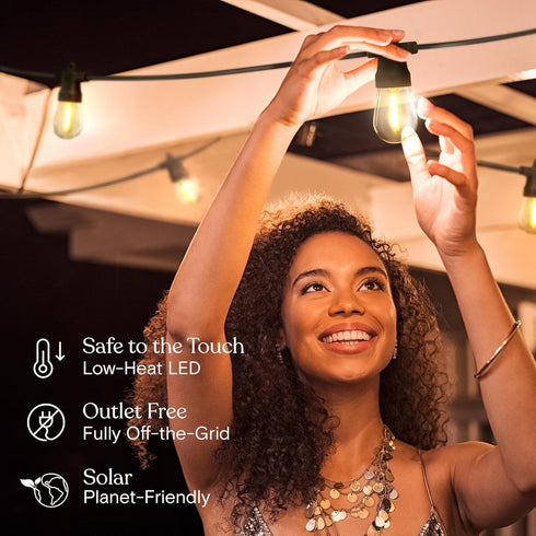 Commercial 27 Bulbs 1W Brightech Ambience Pro Solar Powered Outdoor String Lights - Grade Patio Lights with Ft Edison