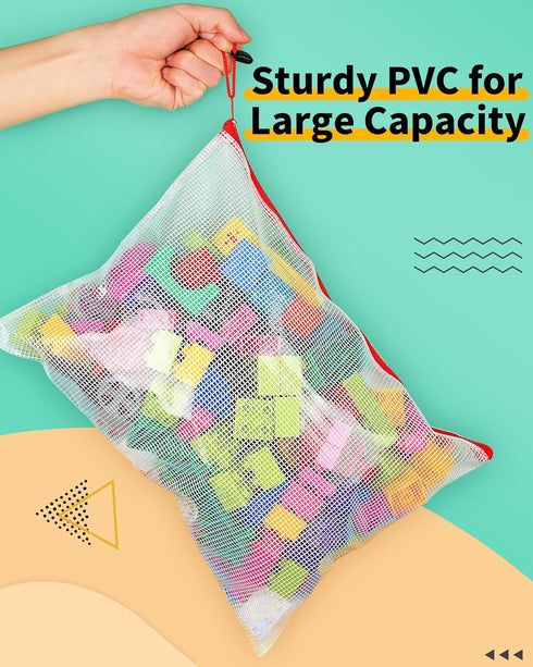 Smarpau B4 Mesh Zipper Pouch, 24 Pack 12 Colors, 15" x 11" Waterproof Zipper Bags for Organizing Office Supplies