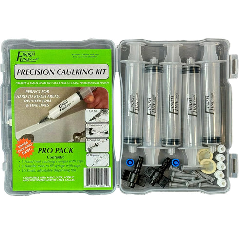 Precision Caulking Tool Kit with Storage Box & Finger Cots Refillable Caulking Syringe Applicator with Micro-Fine