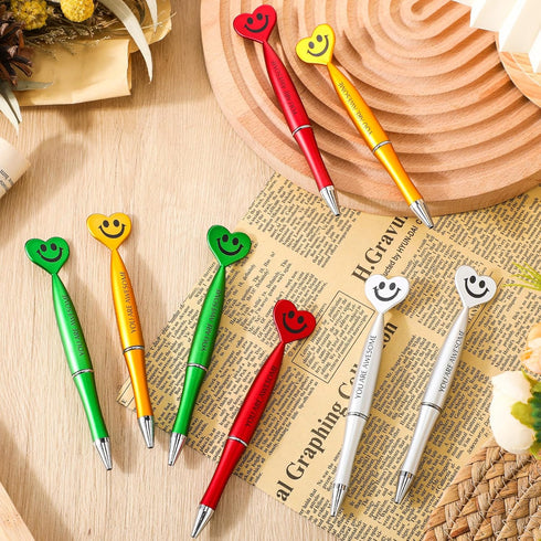 Qilery 50 Pcs Employee Appreciation Gifts, Smile Face Pens, You Are Awesome, Funny Inspirational Quote Black Ink