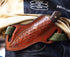 Leather Knife Sheath For Belt, Slanted Pancake Sheath, Tooled Leather Sheath, Beautiful Cow Boy 4 to 6 inches Skinner Knife Leather Cover 100% Real Leather (BROWN) by SOGO KNIVES