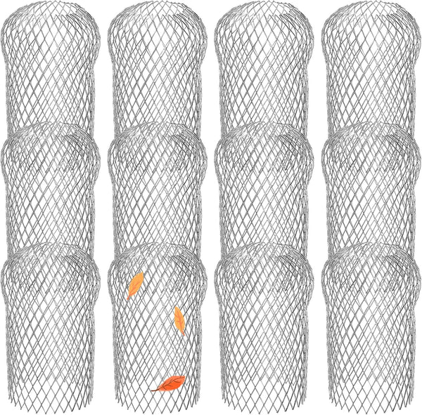 12 Pack Gutter Strainer, 4 Inch Expandable Downspout Guards, Aluminum Mesh Filter Strainer for Leaves