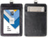 Wisdompro ID Badge Holder with Retractable Keychain, 2-Sided PU Leather Pass Card Holder, Black, Vertical