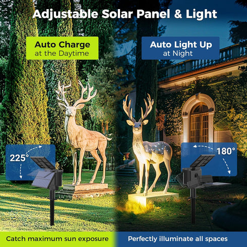 3 2 Pack Solar Spot Lights Outdoor Waterproof for Flag, Tree, House, Garden, Yard, Brightness Modes Solar Powered