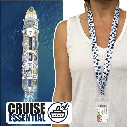 Cruise On Lanyards for Cruise Ship Cards (2-Pack) with ID Holder, Detachable Key Card Badge & Waterproof Holder (White
