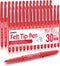 Red Felt Tip Pens, 30 Pack, 0.7mm Premium Medium Fine Point Markers for Writing, Journaling, and Drawing