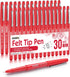 Red Felt Tip Pens, 30 Pack, 0.7mm Premium Medium Fine Point Markers for Writing, Journaling, and Drawing