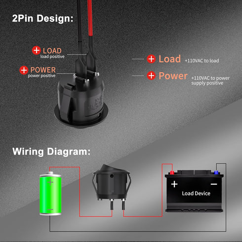 APIELE 10Pcs Rocker Switch ON Off KCD1 Mini Round Toggle Switch, Pre-Wired Car Boat Automotive with Wires