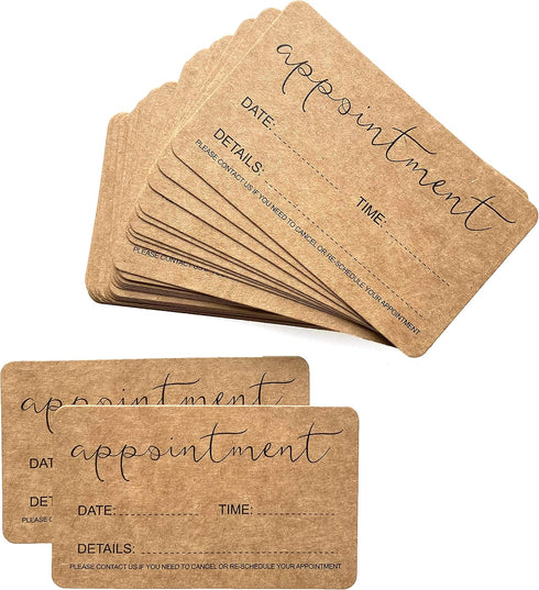 RXBC2011 Appointment Reminder Cards Kraft for Beauty, Makeup, Hair, Nail Salon, Barber Shop, Pack of 100