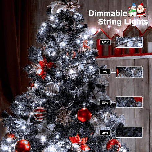 4 Pack 66Ft 200 8 ZAIYW String Lights Battery Operated, Total LED Christmas Lights with Remote Timer Modes Fairy String
