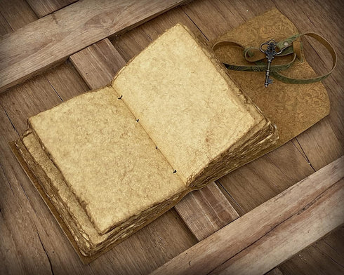 SH SHIFAA HANDICRAFT Leather Journal - Antique Handmade Deckle Edge Vintage Paper, 7 x 5, Great Gift